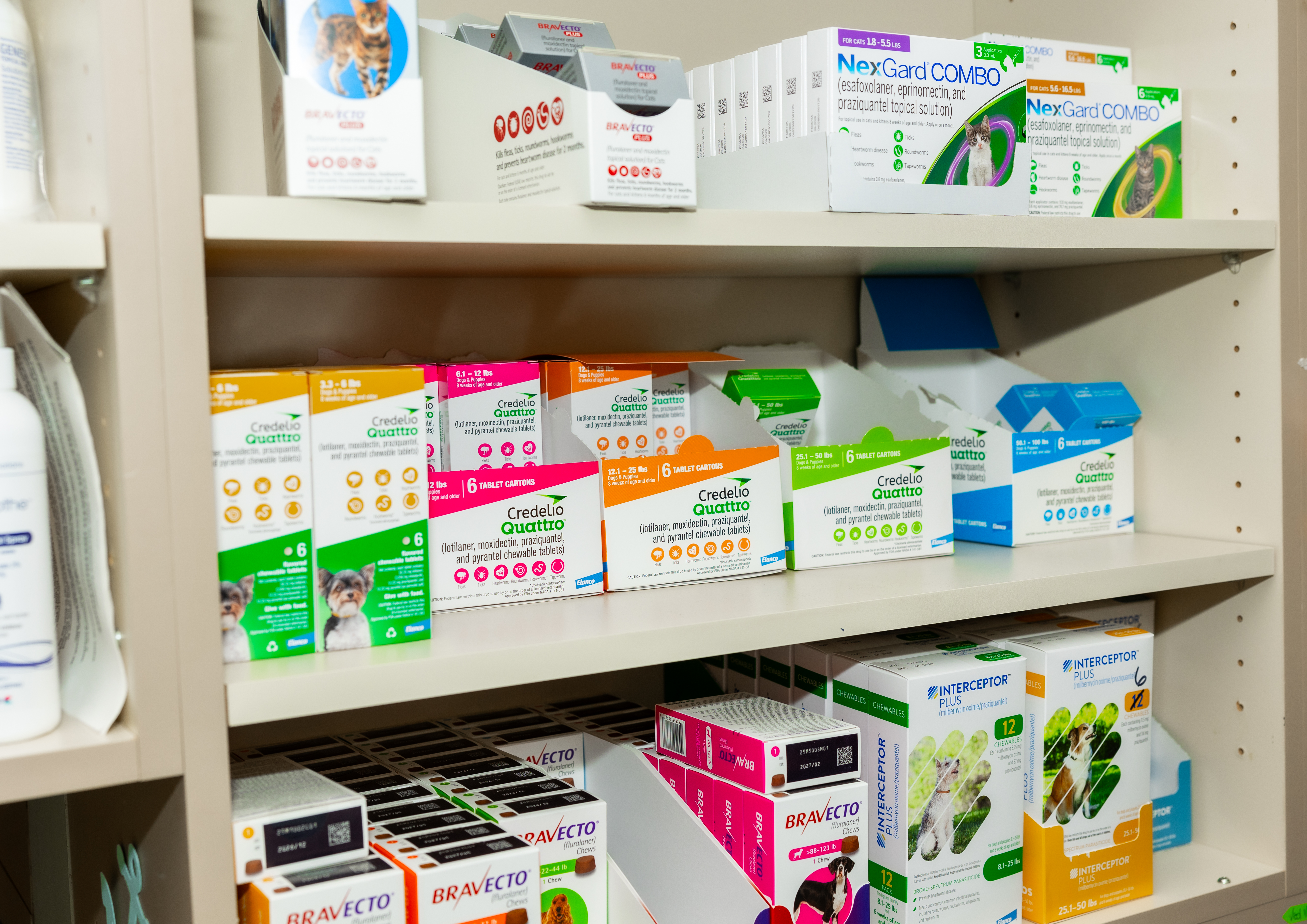 Graham Animal Hospital pharmacy medication shelves